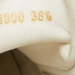 Dolce & Gabbana White/Gold Leather and Patent Logo Print Portofino Sneakers Size 38.5
