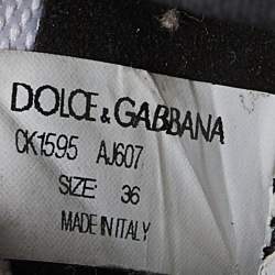 Pre Owned Dolce & Gabbana Black/White Stars Knit Fabric Sorrento Slip-On Sneakers Size 36