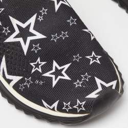 Pre Owned Dolce & Gabbana Black/White Stars Knit Fabric Sorrento Slip-On Sneakers Size 36