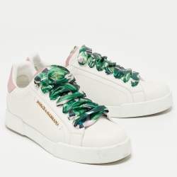 Pre Owned Dolce & Gabbana Pink/White Leather Low Top Sneakers Size 39