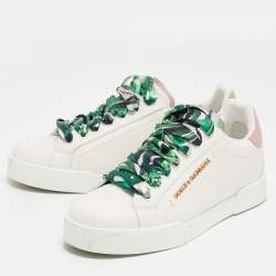 Pre Owned Dolce & Gabbana Pink/White Leather Low Top Sneakers Size 39