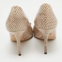 Pre Owned Dolce & Gabbana Beige Water Snake Crystal Embellished Pumps Size 37