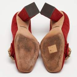Pre Owned Dolce & Gabbana Red Brocade Fabric  Block Heel Pumps Size 40
