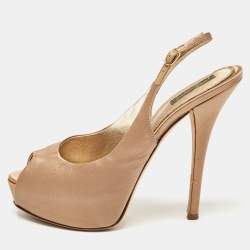 Dolce & Gabbana Brown Satin  Slingback Pumps Size 40 