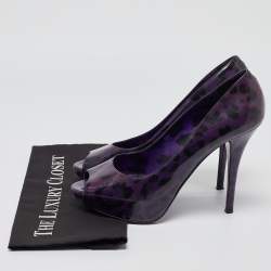 Pre Owned Dolce & Gabbana Purple Patent Peep Toe Pumps Size 41