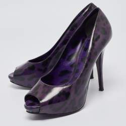 Pre Owned Dolce & Gabbana Purple Patent Peep Toe Pumps Size 41