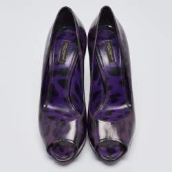 Pre Owned Dolce & Gabbana Purple Patent Peep Toe Pumps Size 41