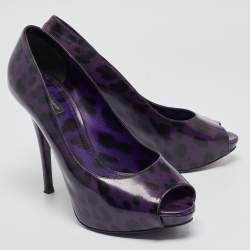 Pre Owned Dolce & Gabbana Purple Patent Peep Toe Pumps Size 41