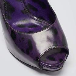 Pre Owned Dolce & Gabbana Purple Patent Peep Toe Pumps Size 41