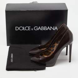 Pre Owned Dolce & Gabanna Brown Patent Leather Platform Pumps Size 38