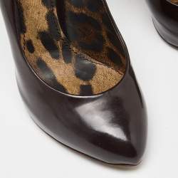Pre Owned Dolce & Gabanna Brown Patent Leather Platform Pumps Size 38