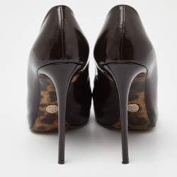 Pre Owned Dolce & Gabanna Brown Patent Leather Platform Pumps Size 38