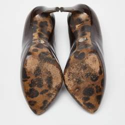 Pre Owned Dolce & Gabanna Brown Patent Leather Platform Pumps Size 38