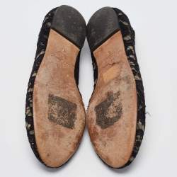 Pre Owned Dolce & Gabbana Black Lace Crystal Embellished Taormina Ballet Flats Size 40