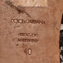Pre Owned Dolce & Gabbana Black Lace Crystal Embellished Taormina Ballet Flats Size 40