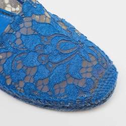 Dolce & Gabbana Blue Lace and Mesh Espadrille Flats Size 38