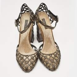 Pre Owned Dolce & Gabbana Metallic Bronze Leather Mary Jane Pumps Size 39   