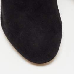 Pre Owned Dolce & Gabbana Black Suede Crystal Embellished Clock Heel Ankle Boots Size 38