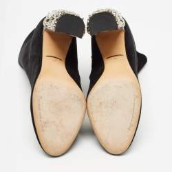 Pre Owned Dolce & Gabbana Black Suede Crystal Embellished Clock Heel Ankle Boots Size 38