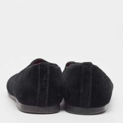 Pre Owned Dolce & Gabbana Black Velvet Embroidered Smoking Slippers Size 36