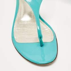 Pre Owned Dolce & Gabbana Blue Patent Thong  Flats Size  38