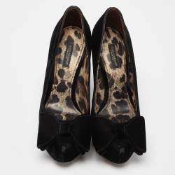 Dolce & Gabbana Black Velvet Bow Pumps Size 37