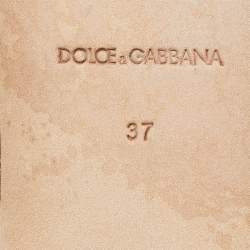 Pre Owned Dolce & Gabbana Pink Lace and Mesh Crystal Embellished Ballet Flats Size 37