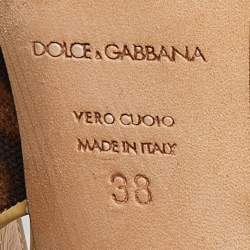 مملوكة مسبقًا Dolce & Gabbana Brown/Beige Leopard Print Canvas and Patent Leather Slingback Pumps Size 38
