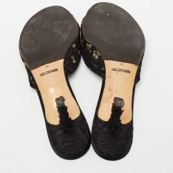 Dolce & Gabbana Black Lace and Mesh Bianca Sandals Size 38
