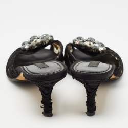 Dolce & Gabbana Black Lace and Mesh Bianca Sandals Size 38