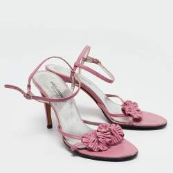 Dolce & Gabbana Pink Leather Ankle Strap Sandals Size 39