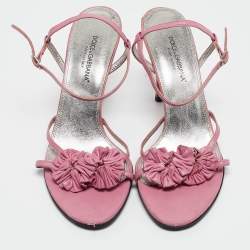 Dolce & Gabbana Pink Leather Ankle Strap Sandals Size 39
