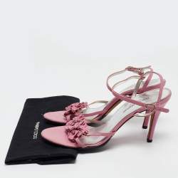 Dolce & Gabbana Pink Leather Ankle Strap Sandals Size 39