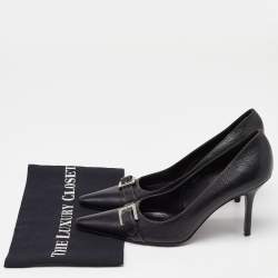 Pre Owned Dolce & Gabbana Black Leather Buckle Pointed Toe Pumps Size 40
