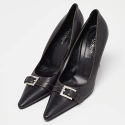 Pre Owned Dolce & Gabbana Black Leather Buckle Pointed Toe Pumps Size 40