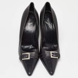 Pre Owned Dolce & Gabbana Black Leather Buckle Pointed Toe Pumps Size 40