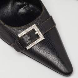 Pre Owned Dolce & Gabbana Black Leather Buckle Pointed Toe Pumps Size 40