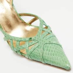 Dolce & Gabbana Green Python Leather Pointed Toe Pumps Size 37   