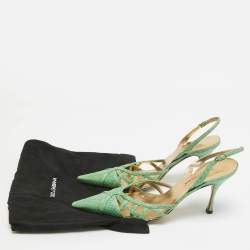 Dolce & Gabbana Green Python Leather Pointed Toe Pumps Size 37   