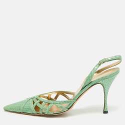 Dolce & Gabbana Green Python Leather Pointed Toe Pumps Size 37   