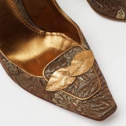 Dolce & Gabbana Brown/Gold Brocade Fabric Pointed Toe  Pumps Size 39.5