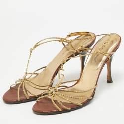 Pre Owned Dolce & Gabbana Yellow Python Embossed Slingback Sandals Size 39