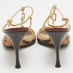 Pre Owned Dolce & Gabbana Yellow Python Embossed Slingback Sandals Size 39