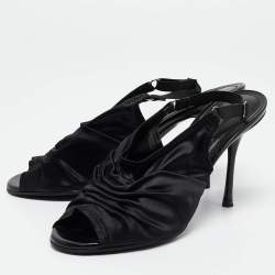 Dolce & Gabbana Black Satin Peep Toe Slingback Sandals Size 39