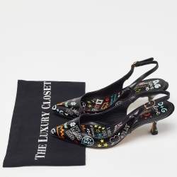 Pre Owned Dolce & Gabbana Multicolor Printed Leather Slingback Pointed Toe Pumps Size 36