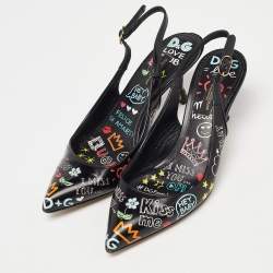 Pre Owned Dolce & Gabbana Multicolor Printed Leather Slingback Pointed Toe Pumps Size 36