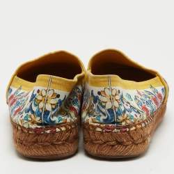 Pre Owned Dolce & Gabbana Multicolor Printed Fabric Espadrille Flats Size 38