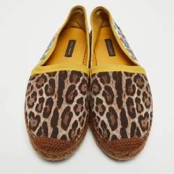 Pre Owned Dolce & Gabbana Multicolor Printed Fabric Espadrille Flats Size 38