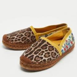 Pre Owned Dolce & Gabbana Multicolor Printed Fabric Espadrille Flats Size 38