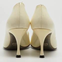 Dolce & Gabbana Cream Patent Leather Open Toe Pumps Size 37.5